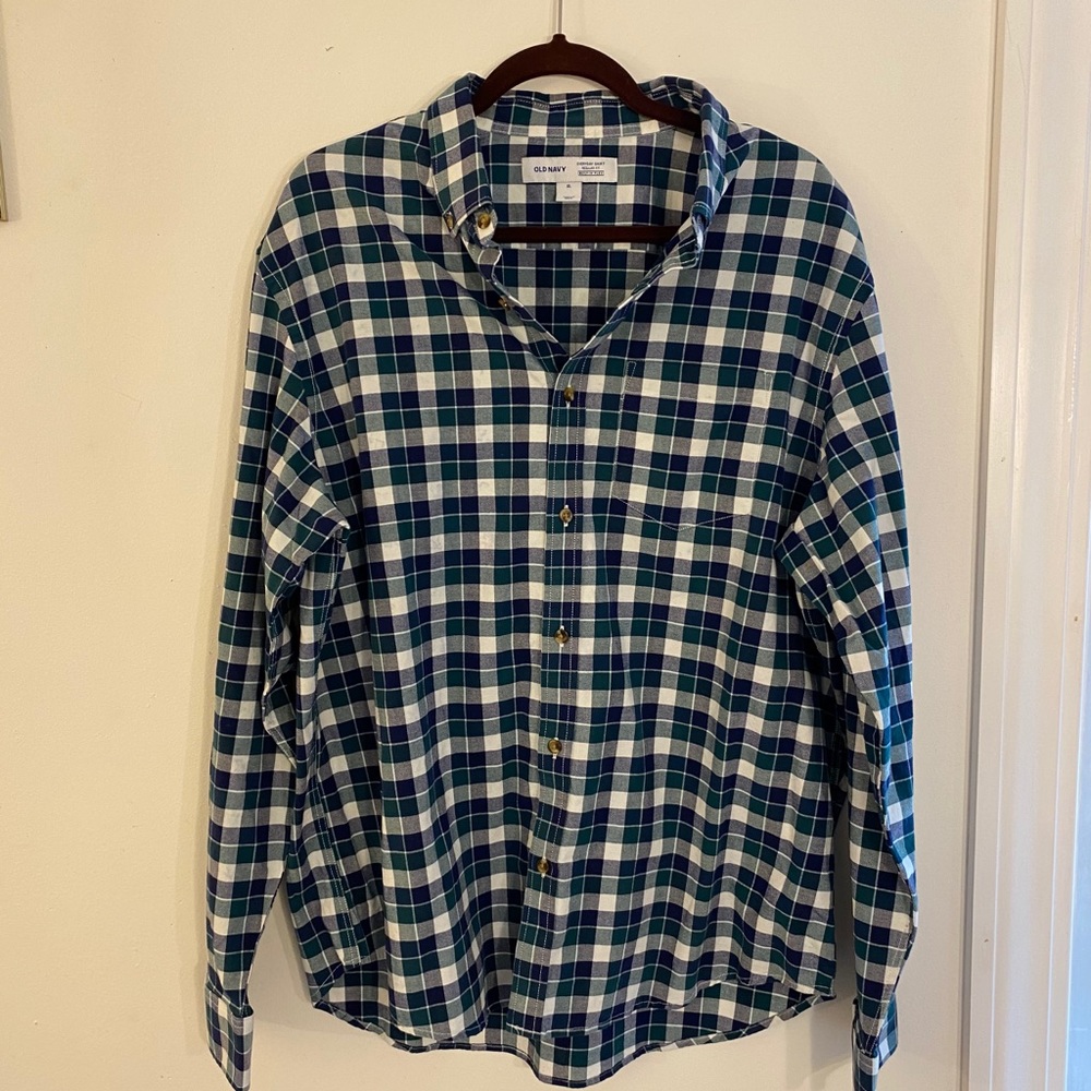 Old Navy Blue Green Button Down